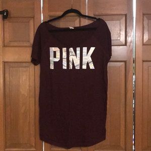 Maroon PINK Victoria Secret Sleep Shirt